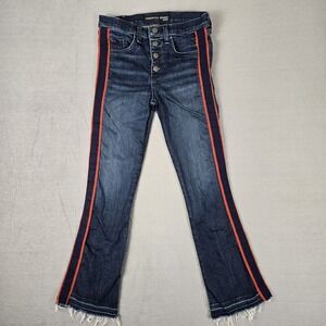 Veronica Beard‎ Carolyn 10" Baby Boot Jeans Womens 25 Hi-Rise Button-Fly Striped